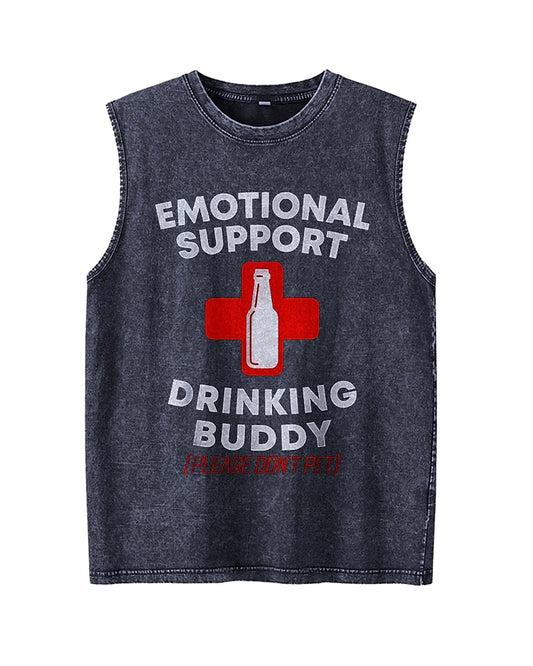Emotional Support Drinking Buddy Please Don't Pet Red Cross Beer Bottle Funny Graphic Tank Top - product image 2