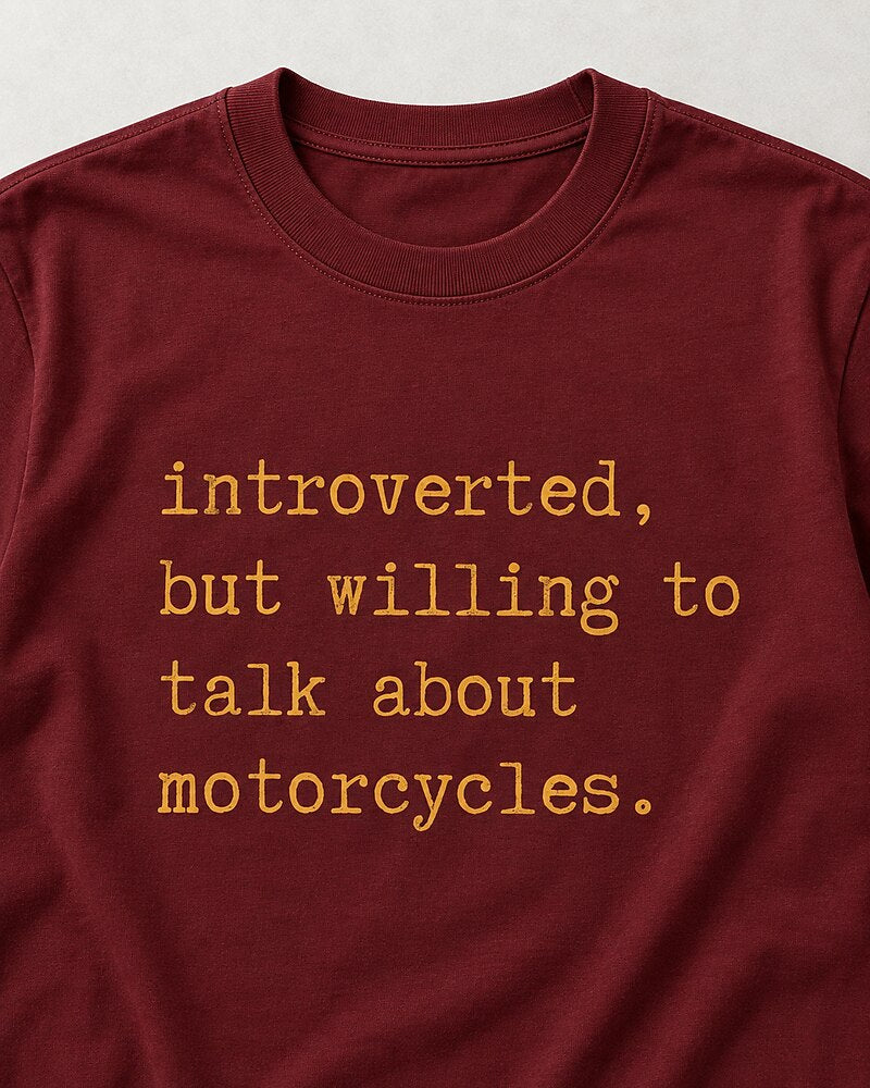 Introverted, But Willing to Talk About Motorcycles men's T-shirt view 2