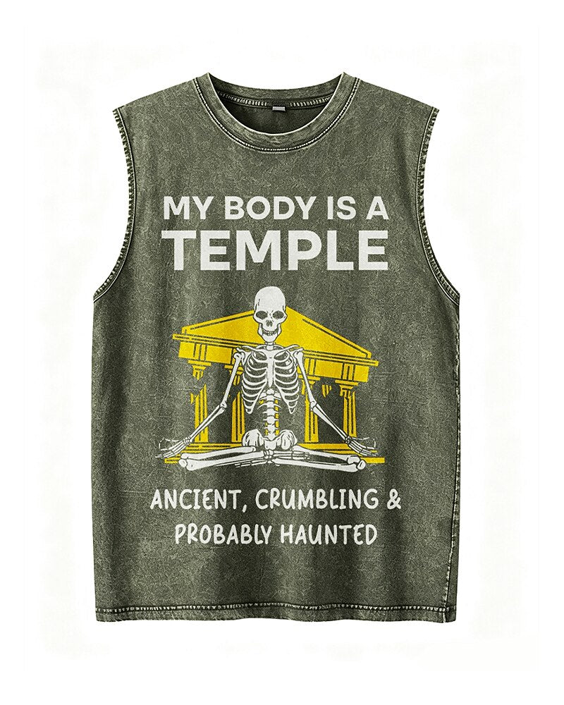 My Body Is a Temple Crumbling & Haunted Tank Top - Blue product image
