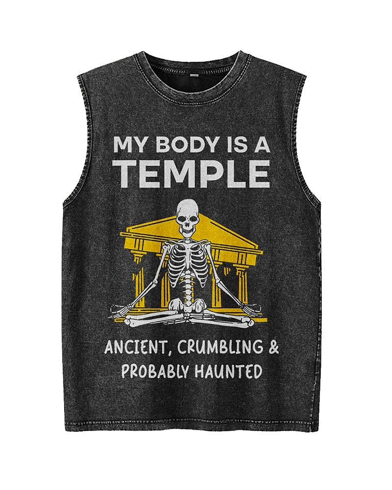 My Body Is a Temple, Ancient, Crumbling & Probably Haunted - Washed Cotton Tank Top - product image 4