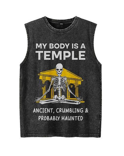My Body Is a Temple, Ancient, Crumbling & Probably Haunted - Washed Cotton Tank Top - product image 4