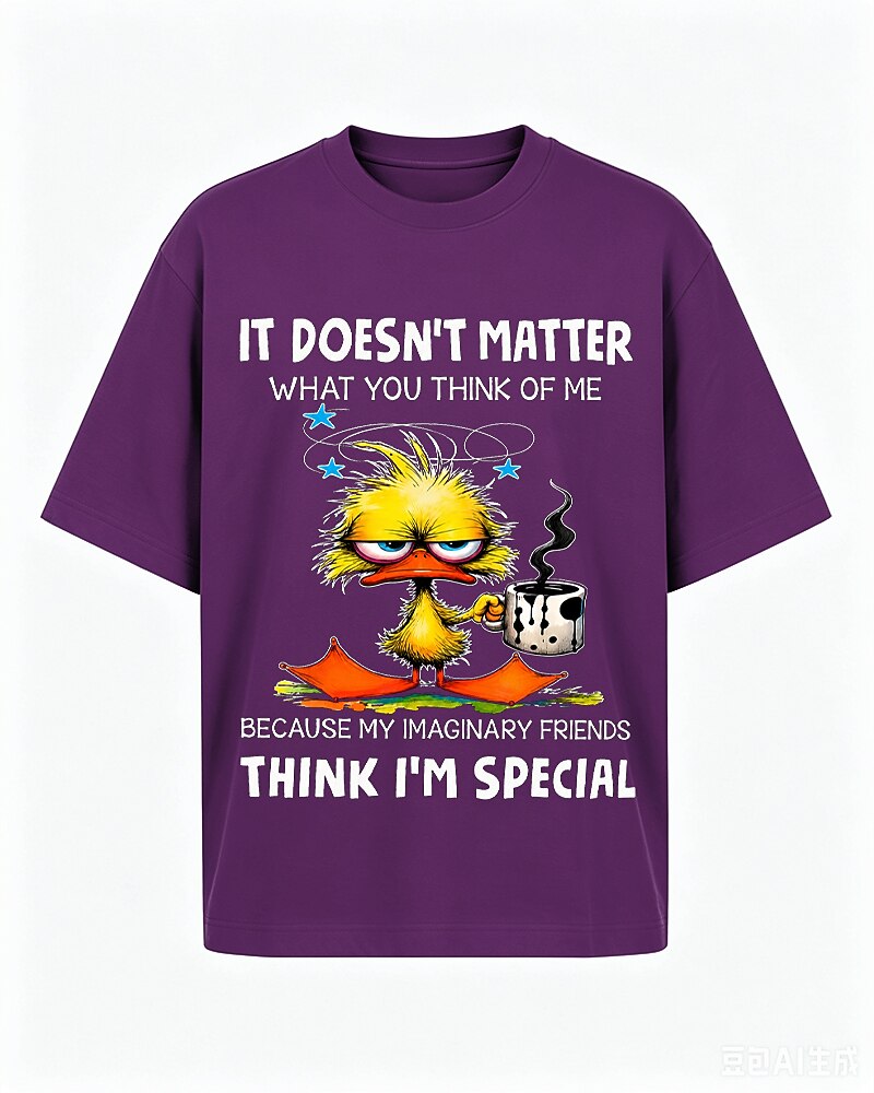 It Doesn't Matter What You Think of Me Because My Imaginary Friends Think I'm Special with Crazy Duck Holding Coffee Graphic T-Shirt - product image 6