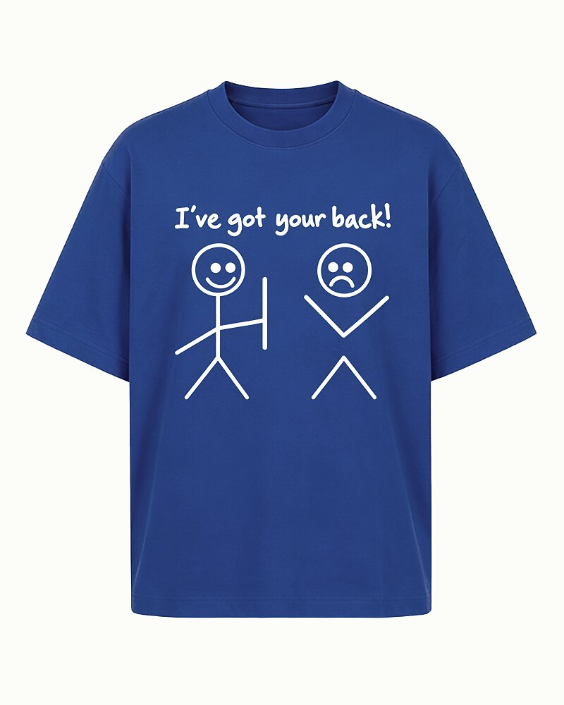 I've Got Your Back stick-figure graphic on Black cotton T-shirt