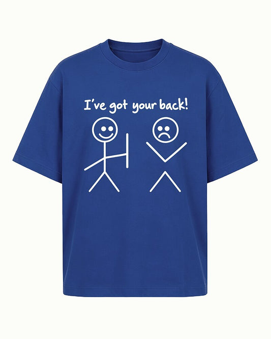 I've Got Your Back stick-figure graphic on Black cotton T-shirt