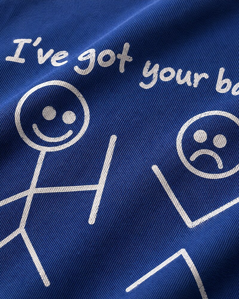 I've Got Your Back stick-figure graphic on Black cotton T-shirt