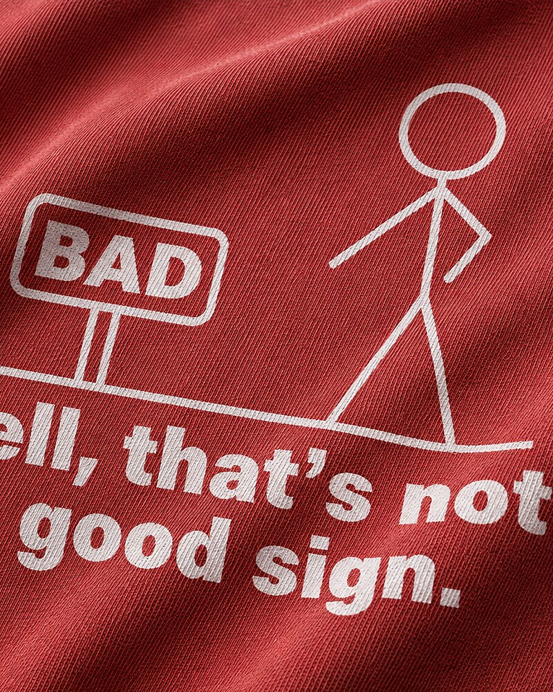 Well, That's Not a Good Sign stick-figure graphic on Heather Gray cotton T-shirt