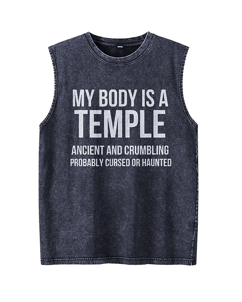 My Body Is A Temple Sarcastic Dark Humor Graphic Tank Top - product image 1