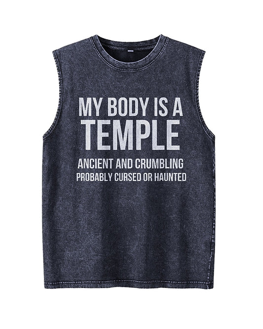 My Body Is A Temple Sarcastic Dark Humor Graphic Tank Top - product image 1