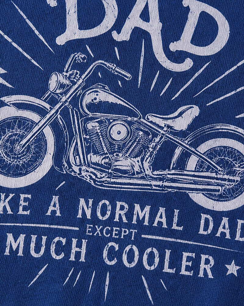 Biker Dad: Like a Normal Dad Except Much Cooler quote on Nile Blue cotton T-shirt