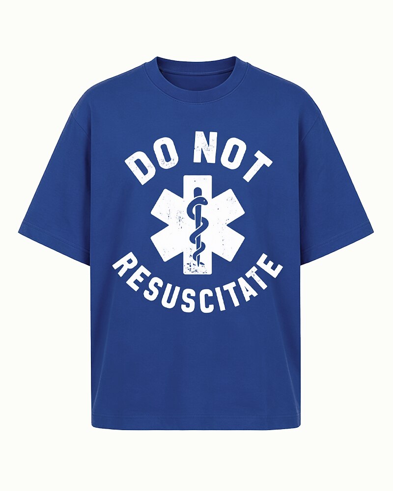 Do Not Resuscitate Star of Life graphic on Black cotton T-shirt