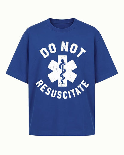 Do Not Resuscitate Star of Life graphic on Black cotton T-shirt