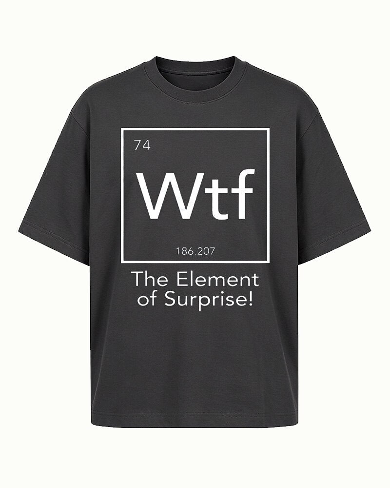 The Element of Surprise graphic on Black cotton T-shirt