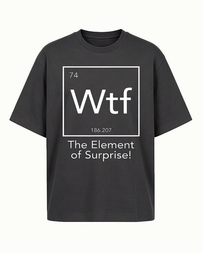 The Element of Surprise graphic on Black cotton T-shirt