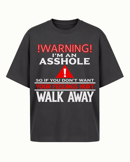 Warning sarcastic statement graphic on Black cotton T-shirt