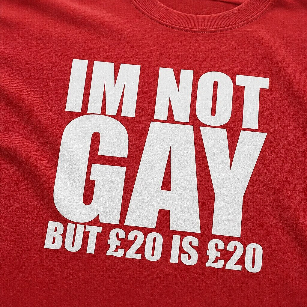 I'm Not Gay But £20 Is £20 men's graphic T-shirt view 2