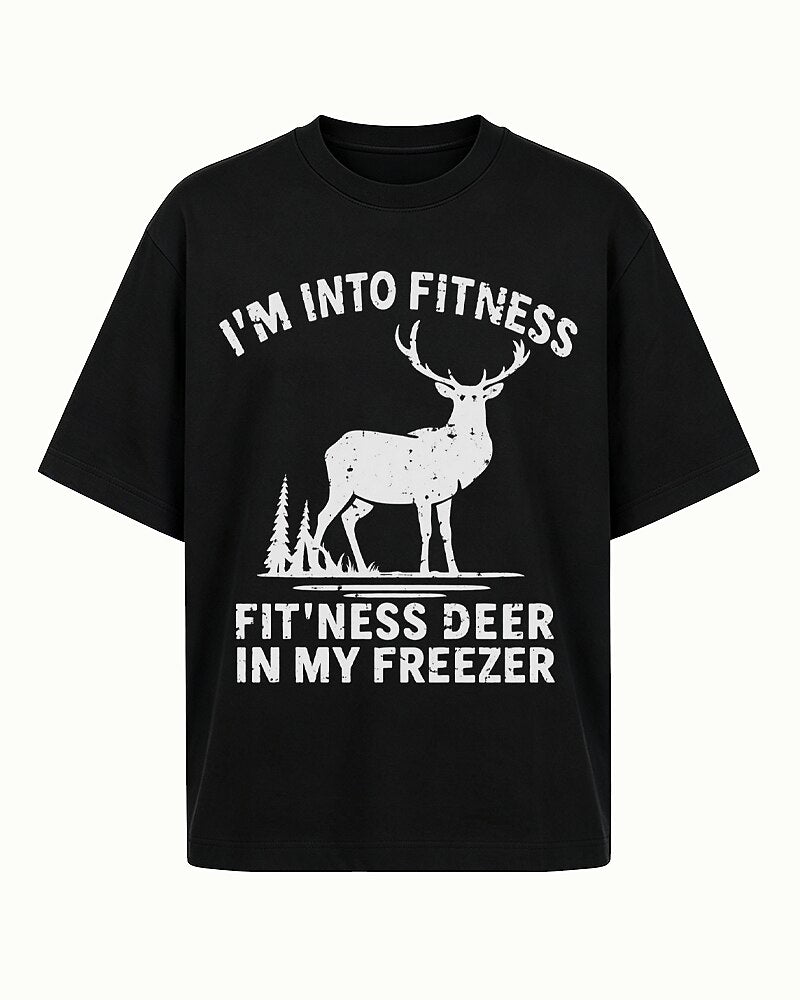 I'm Into Fitness, Fitness Deer in My Freezer men's T-shirt view 4