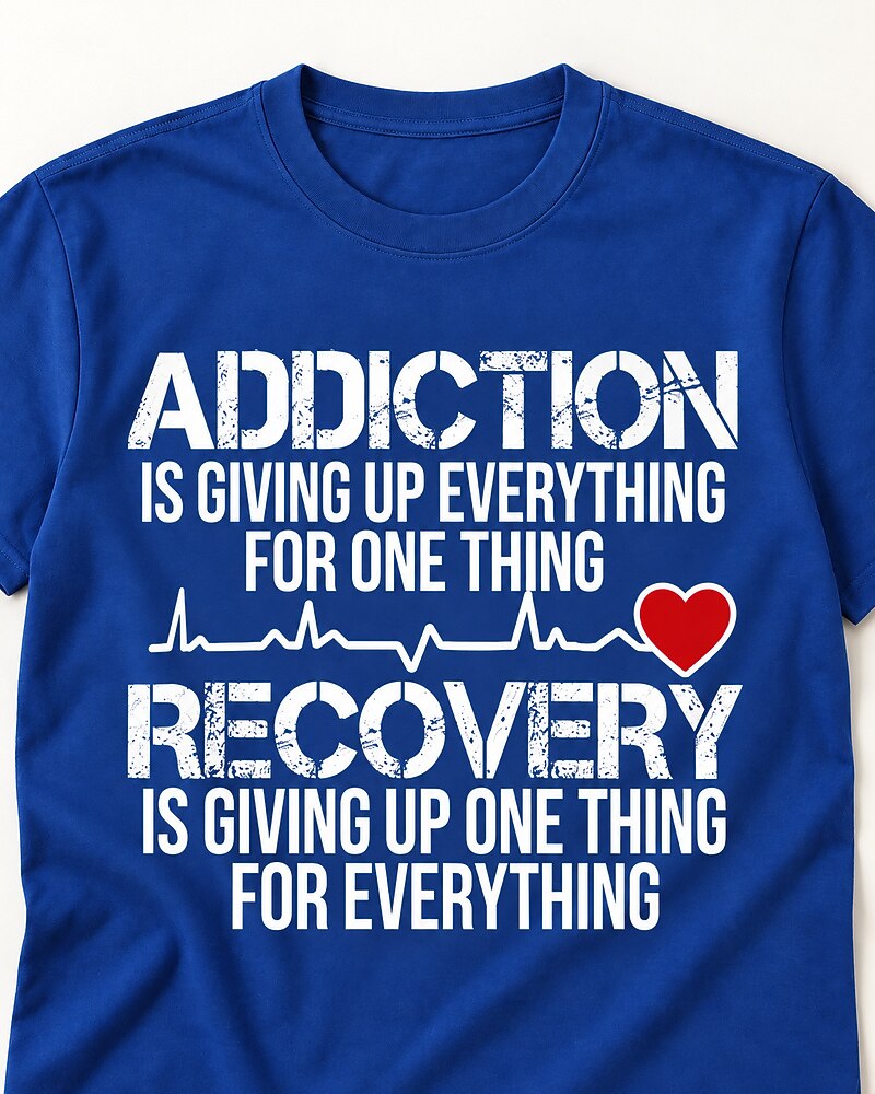 Addiction vs Recovery men's T-shirt view 2