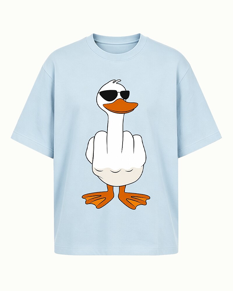 Cartoon White Duck with Sunglasses Showing Middle Finger Hand Gesture Graphic T-Shirt - product image 5