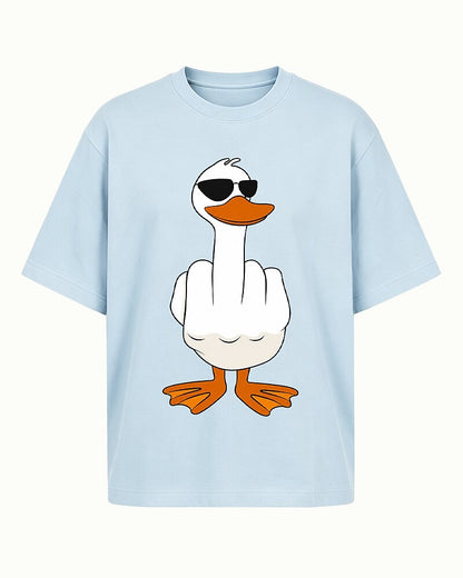 Cartoon White Duck with Sunglasses Showing Middle Finger Hand Gesture Graphic T-Shirt - product image 5