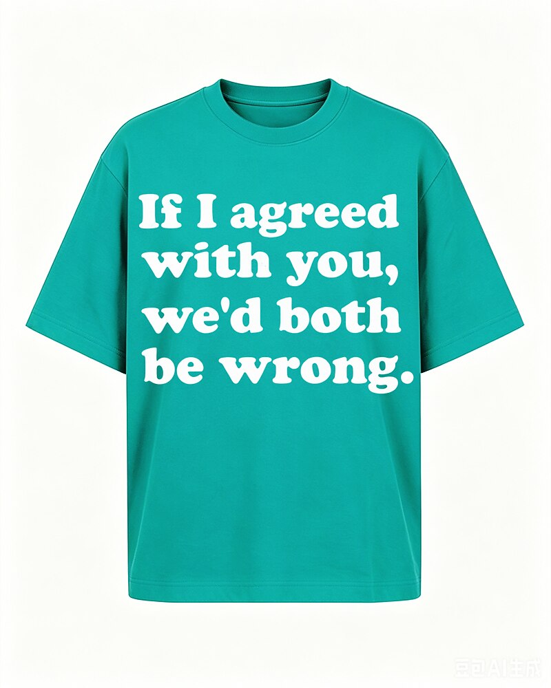 If I Agreed With You, We'd Both Be Wrong quote on Black cotton T-shirt