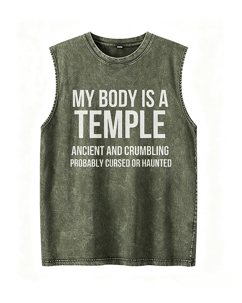 My Body Is A Temple Sarcastic Dark Humor Graphic Tank Top - product image 3
