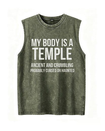 My Body Is A Temple Sarcastic Dark Humor Graphic Tank Top - product image 3