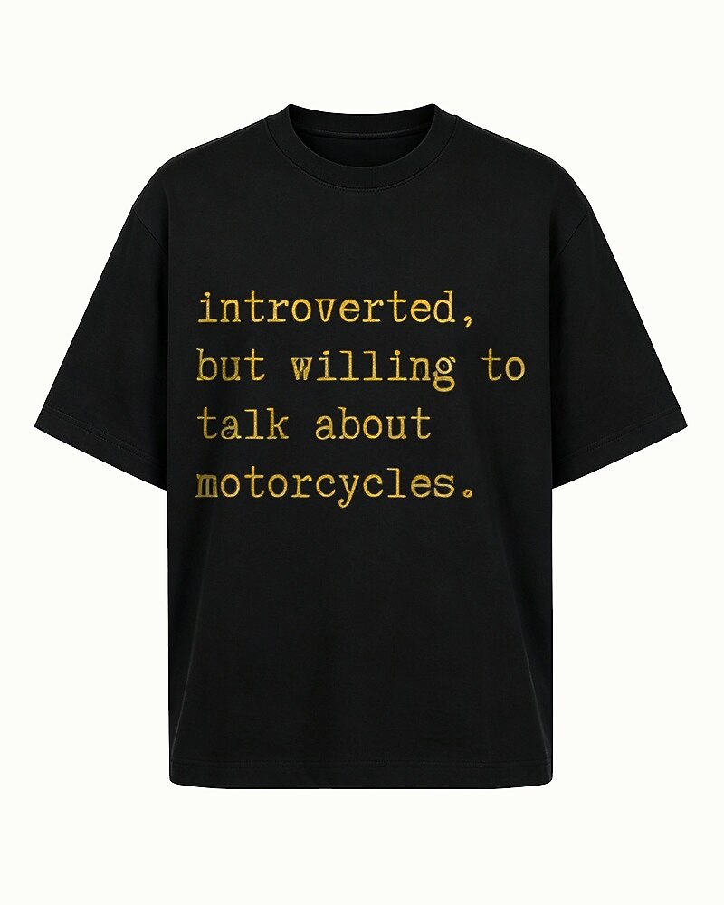 Introverted, But Willing to Talk About Motorcycles men's T-shirt view 5