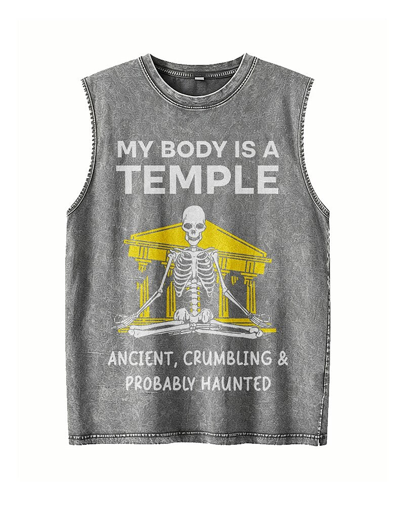 My Body Is a Temple Crumbling & Haunted Tank Top - Blue product image