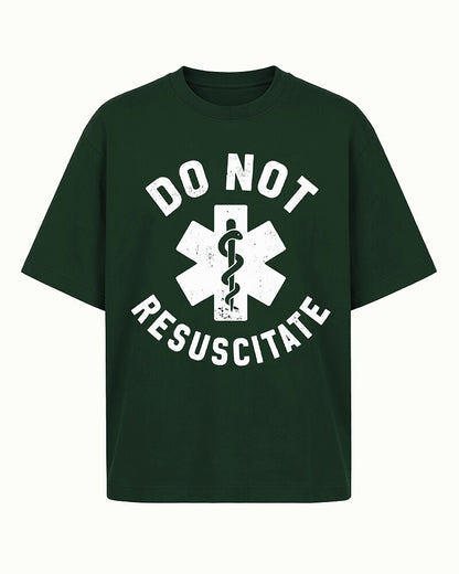 Do Not Resuscitate Star of Life graphic on Brick red cotton T-shirt