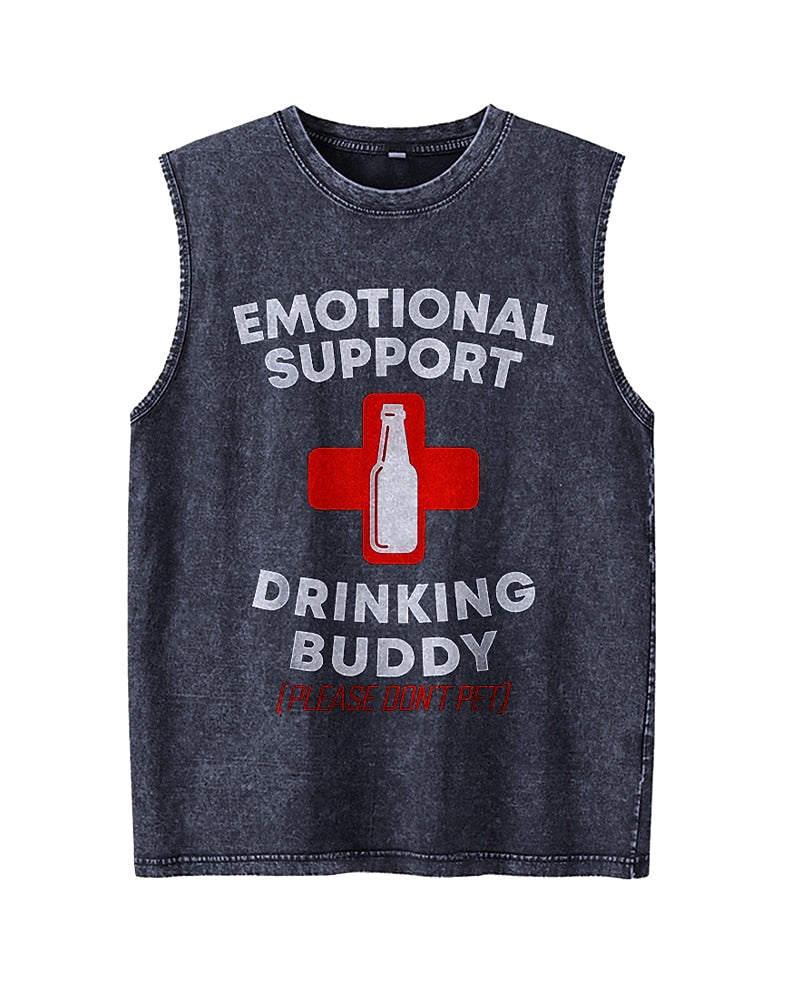 Emotional Support Drinking Buddy Please Don't Pet Red Cross Beer Bottle Funny Graphic Tank Top - product image 2