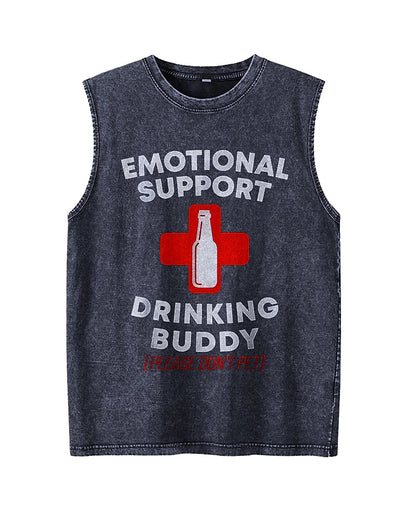 Emotional Support Drinking Buddy Please Don't Pet Red Cross Beer Bottle Funny Graphic Tank Top - product image 2