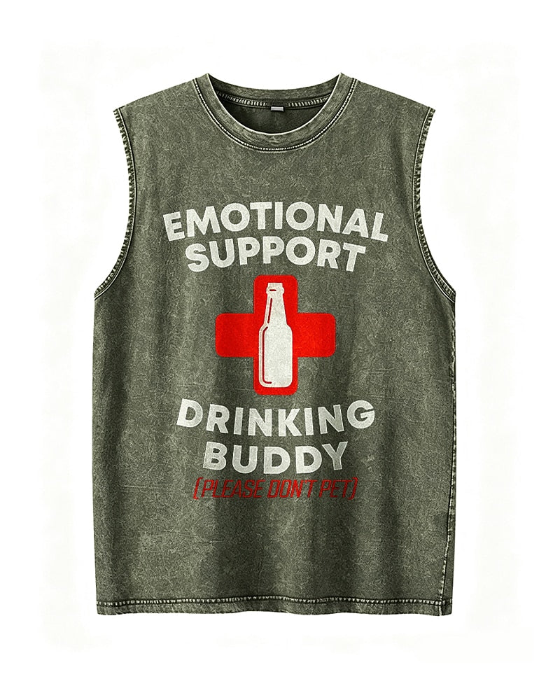 Emotional Support Drinking Buddy Please Don't Pet Red Cross Beer Bottle Funny Graphic Tank Top - product image 3