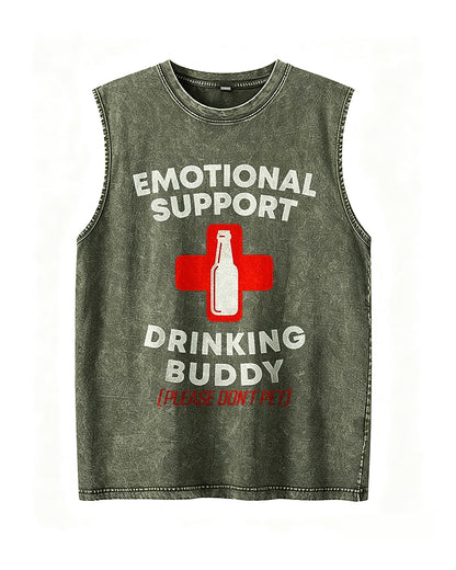 Emotional Support Drinking Buddy Please Don't Pet Red Cross Beer Bottle Funny Graphic Tank Top - product image 3