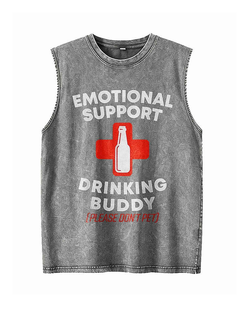 Emotional Support Drinking Buddy Please Don't Pet Red Cross Beer Bottle Funny Graphic Tank Top - product image 4