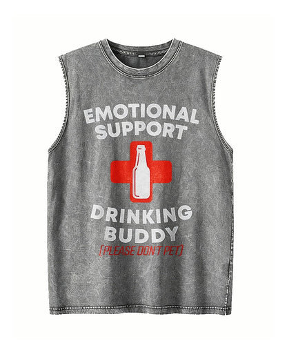 Emotional Support Drinking Buddy Please Don't Pet Red Cross Beer Bottle Funny Graphic Tank Top - product image 4