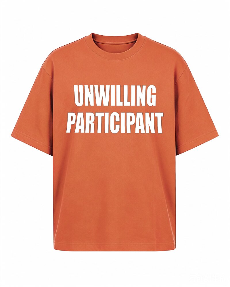 Unwilling Participant quote on Gray cotton T-shirt