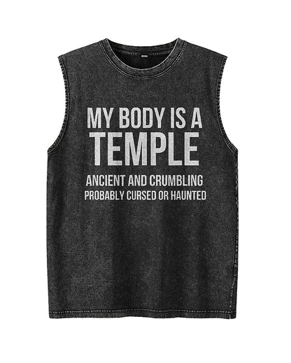 My Body Is A Temple Sarcastic Dark Humor Graphic Tank Top - product image 4