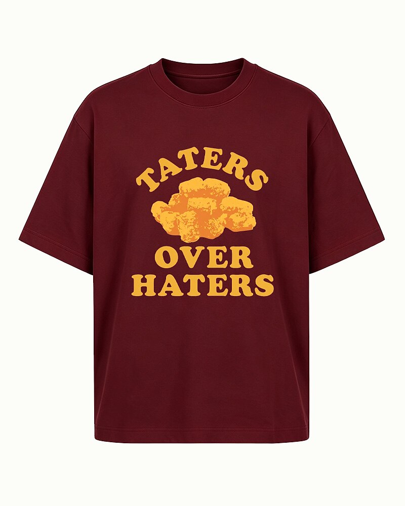 Taters Over Haters quote on Navy Blue cotton T-shirt