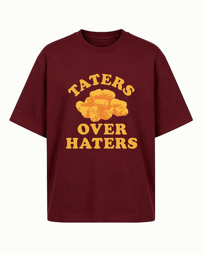 Taters Over Haters quote on Navy Blue cotton T-shirt