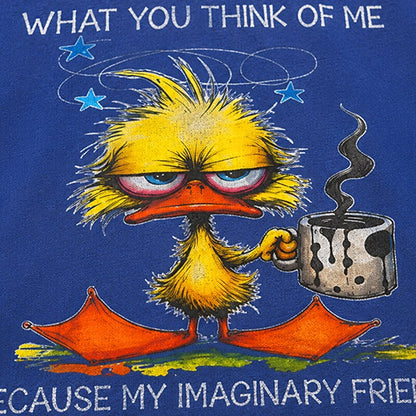 It Doesn't Matter What You Think of Me Because My Imaginary Friends Think I'm Special with Crazy Duck Holding Coffee Graphic T-Shirt - product image 2