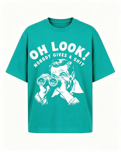 Oh Look! Nobody Gives a Shit quote on Brick red cotton T-shirt