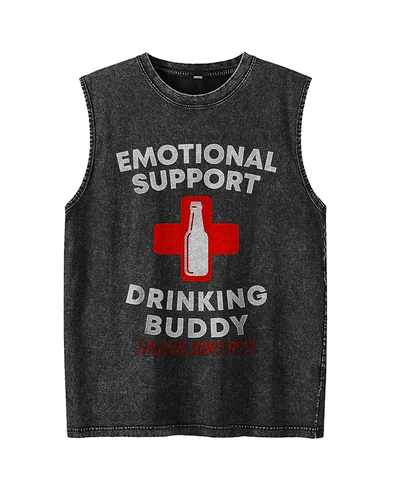 Emotional Support Drinking Buddy Please Don't Pet Red Cross Beer Bottle Funny Graphic Tank Top - product image 1