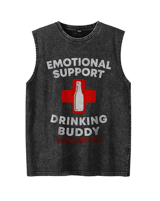 Emotional Support Drinking Buddy Please Don't Pet Red Cross Beer Bottle Funny Graphic Tank Top - product image 1