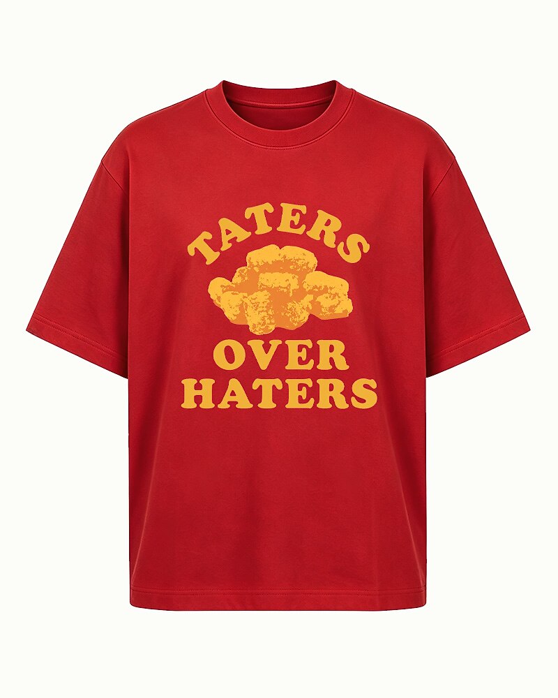 Taters Over Haters quote on Navy Blue cotton T-shirt