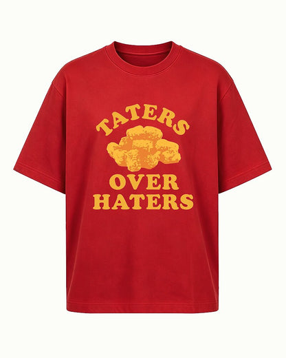 Taters Over Haters quote on Navy Blue cotton T-shirt