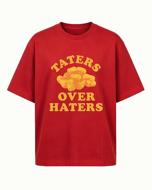 Taters Over Haters quote on Navy Blue cotton T-shirt