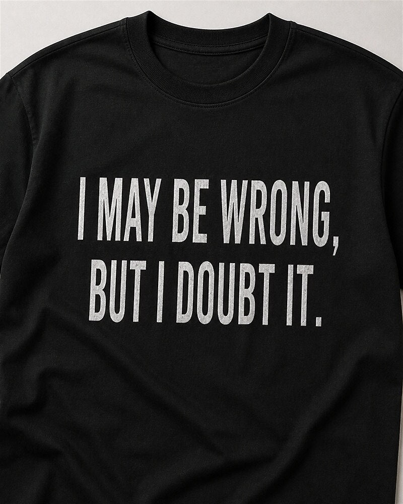 I May Be Wrong, but I Doubt It quote on Black cotton T-shirt