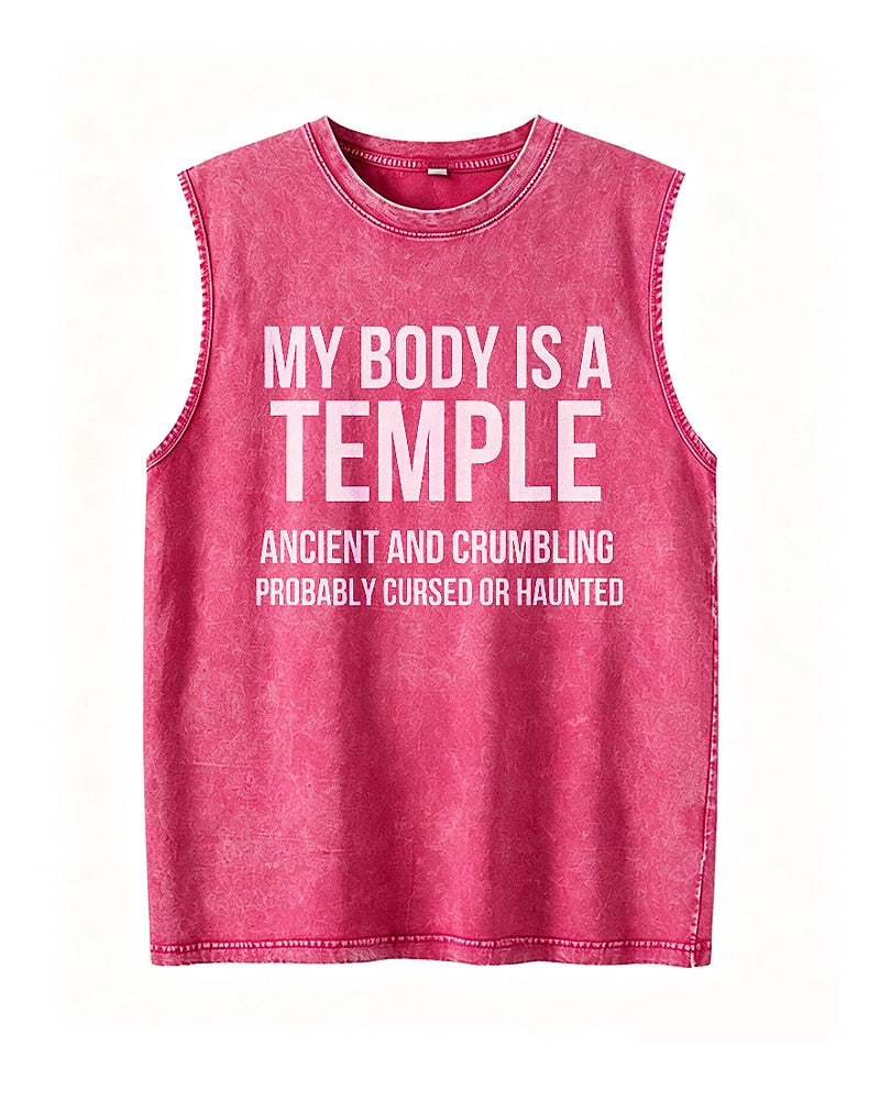 My Body Is A Temple Sarcastic Dark Humor Graphic Tank Top - product image 2