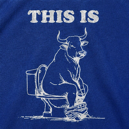 This Is with Bull Sitting on Toilet Visual Pun Graphic T-Shirt - product image 2