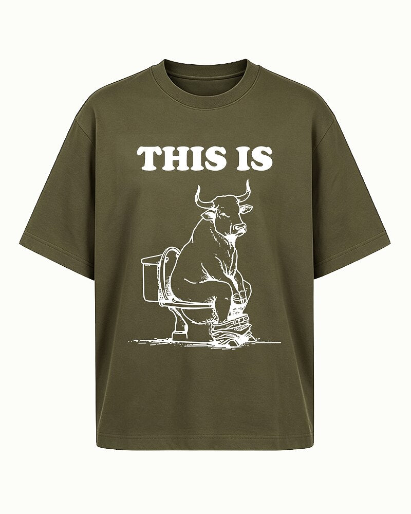 This Is with Bull Sitting on Toilet Visual Pun Graphic T-Shirt - product image 4